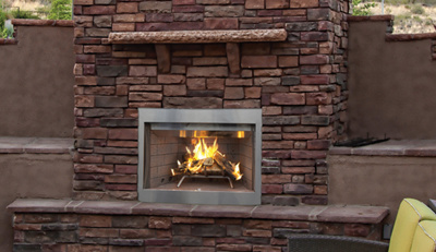 Superior WRE3000 Series 36" Traditional Outdoor Fireplace with White Stacked Refractory, Wood Burning (WRE3036WS) (F0449)